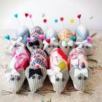 Mouse Pincushion With Cute Heart Pins