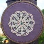 Vintage Doily Hand Stitched,embroidery Hoop Art..