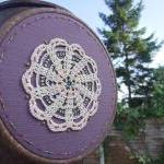 Vintage Doily Hand Stitched,embroidery Hoop Art..