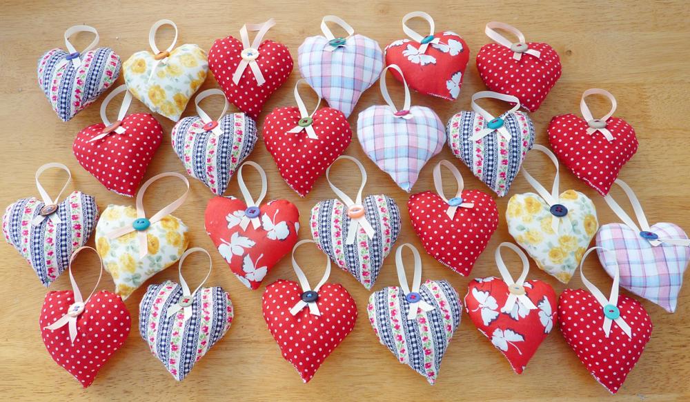 3 Hanging Heart Decorations.